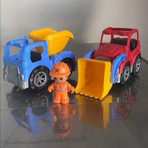 New🌈 Green Toys Construction Trucks and Worker People. Kid Toys